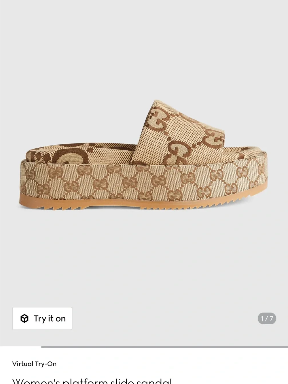 Gucci Beige/Brown GG Canvas Platform Slide Sandal